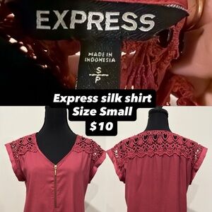 Express Burgundy Lace Accent Blouse